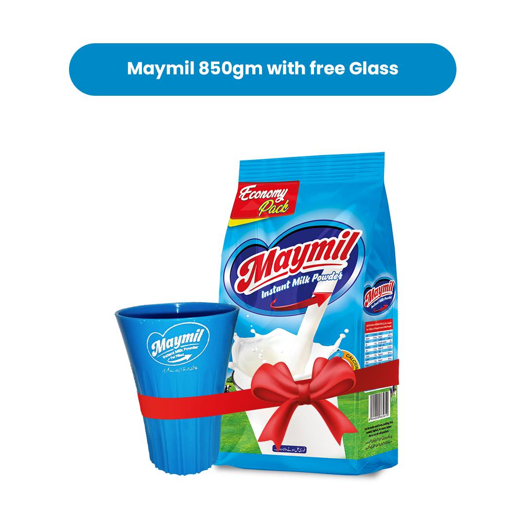 Maymil Milk Powder 850gm with Free Glass