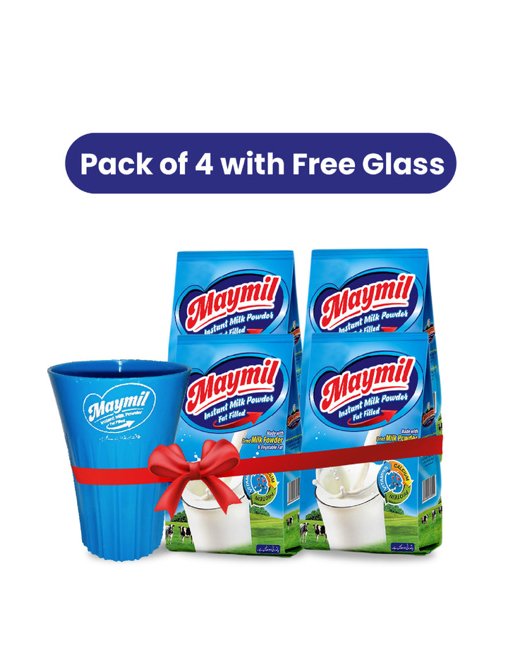 Maymil Milk Powder 250gm 4 Pcs Bundle with Free Glass