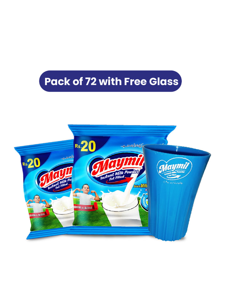 Maymil Milk Powder Sachet 6 Bundle 72 pcs with Free Glass